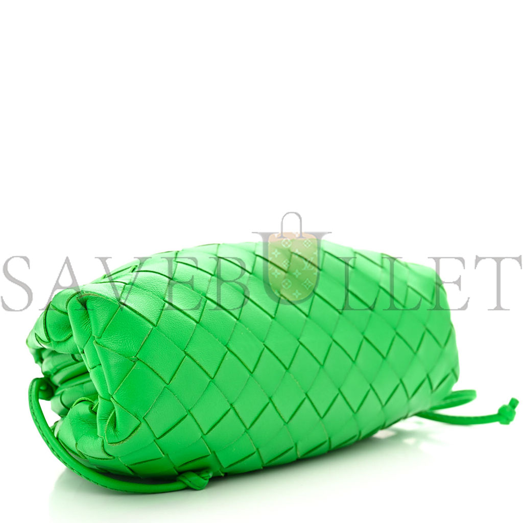 BOTTEGA VENETA NAPPA INTRECCIATO THE MINI POUCH CLUTCH PARAKEET  (22*13*6cm)